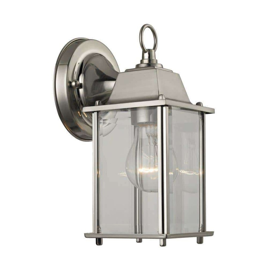 Outdoor Lighting * | 1-Light Brushed Nickel Outdoor Wall Sconce By Titan Lighting