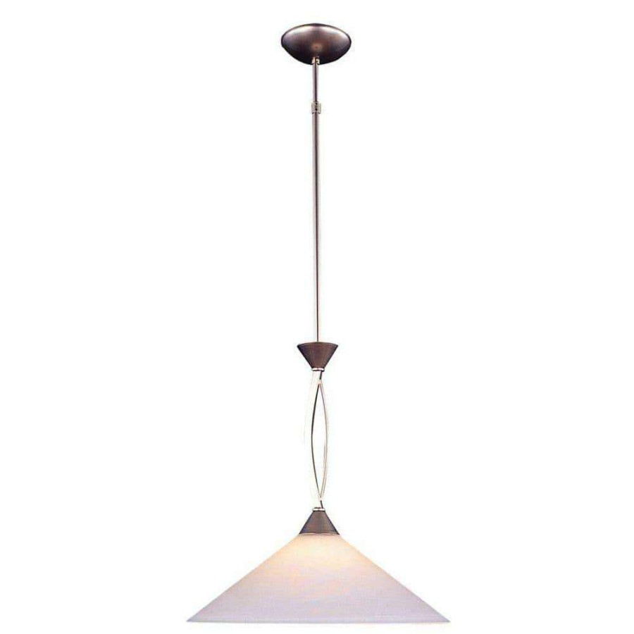 Chandeliers * | Elysburg 1-Light Satin Nickel Ceiling Mount Pendant By Titan Lighting