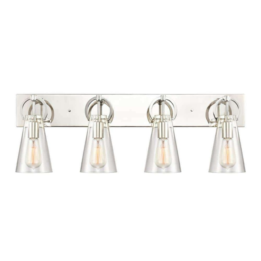 Vanity Lighting * | Gabby 32 In. 4-Light Polished Nickel Vanity Light By Titan Lighting