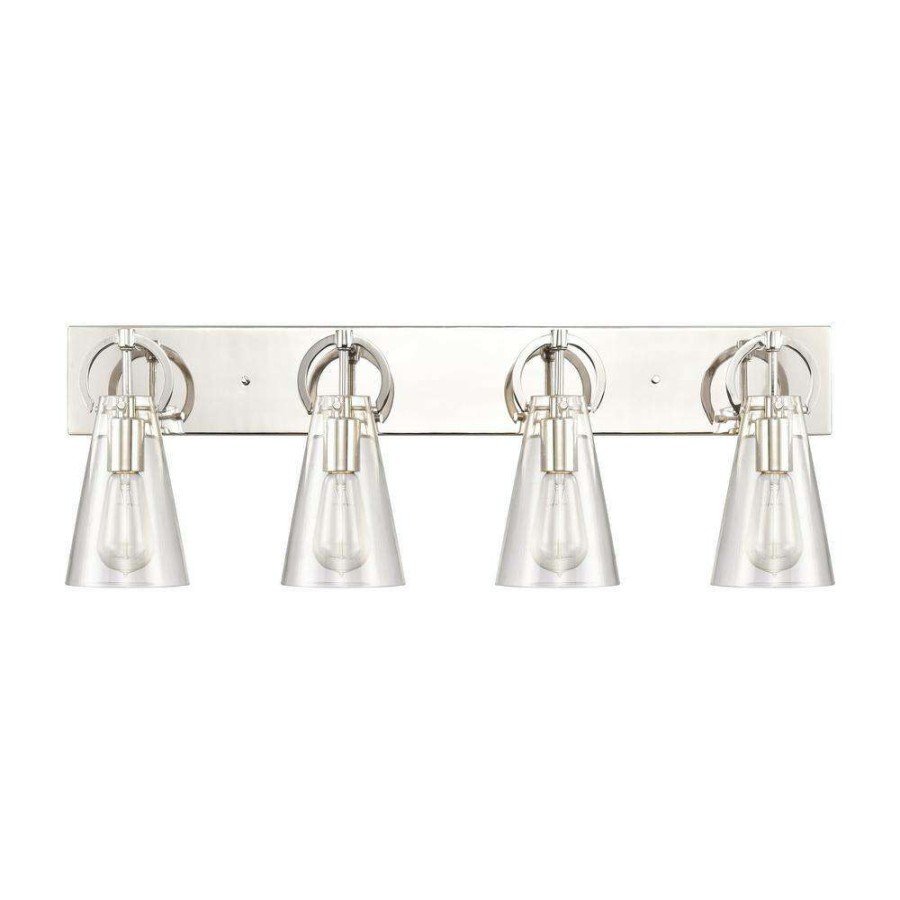 Vanity Lighting * | Gabby 32 In. 4-Light Polished Nickel Vanity Light By Titan Lighting