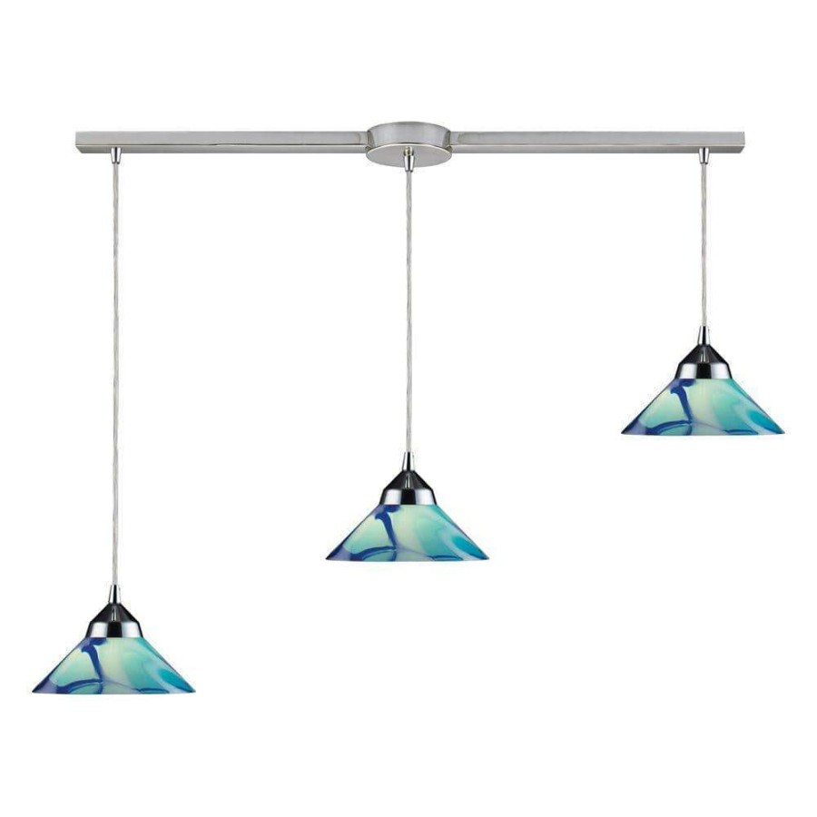 Pendant Lights * | Refraction 3-Light Polished Chrome Ceiling Mount Pendant By Titan Lighting