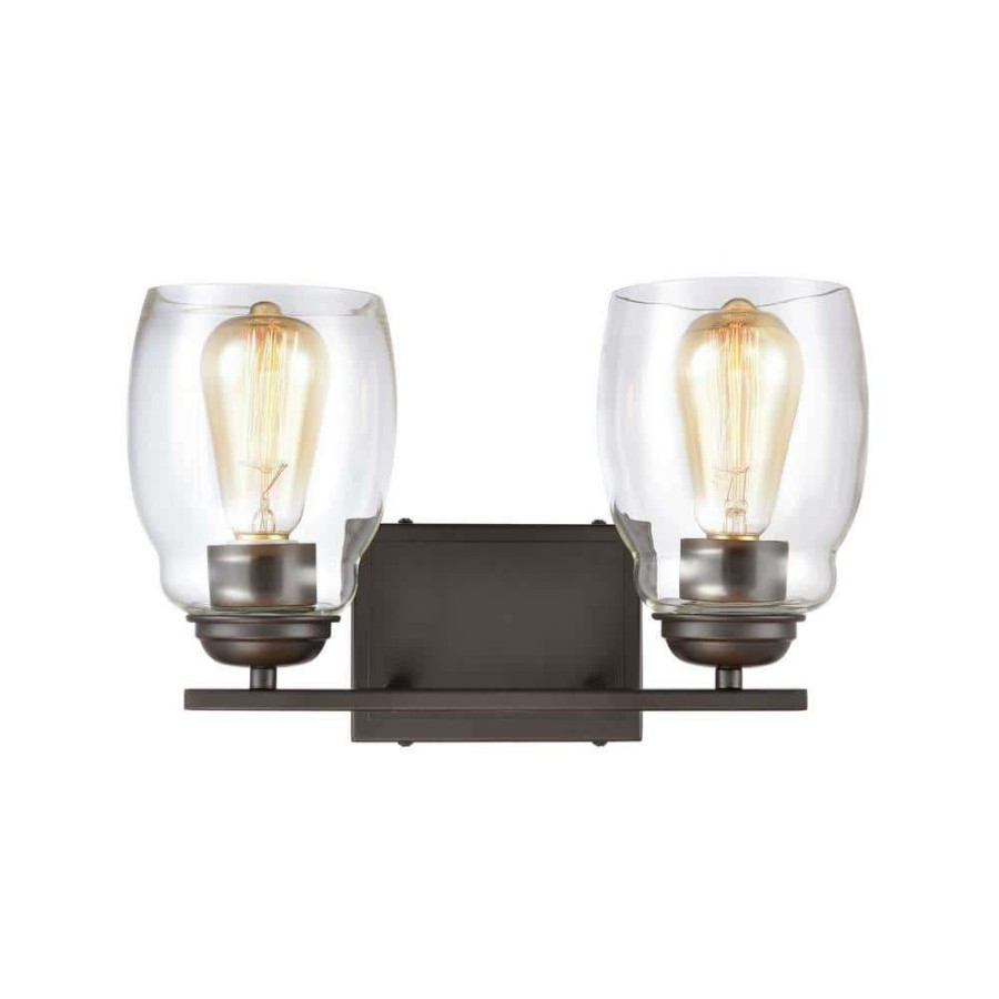 Vanity Lighting * | 14 In. 2 Light Oil Rubbed Bronze Vanity Light By Titan Lighting