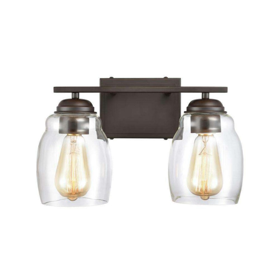 Vanity Lighting * | 14 In. 2 Light Oil Rubbed Bronze Vanity Light By Titan Lighting