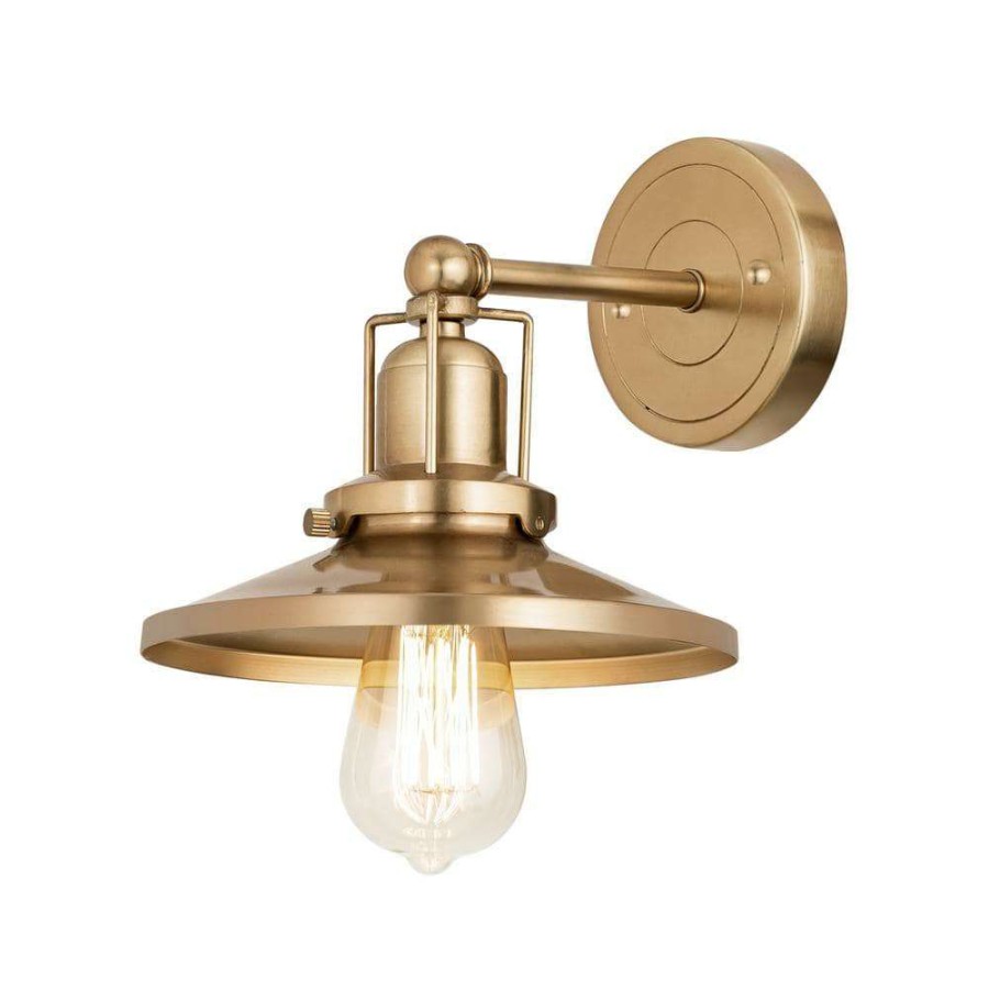 Vanity Lighting * | English Pub 8 In. 1-Light Satin Brass Vanity Light By Titan Lighting