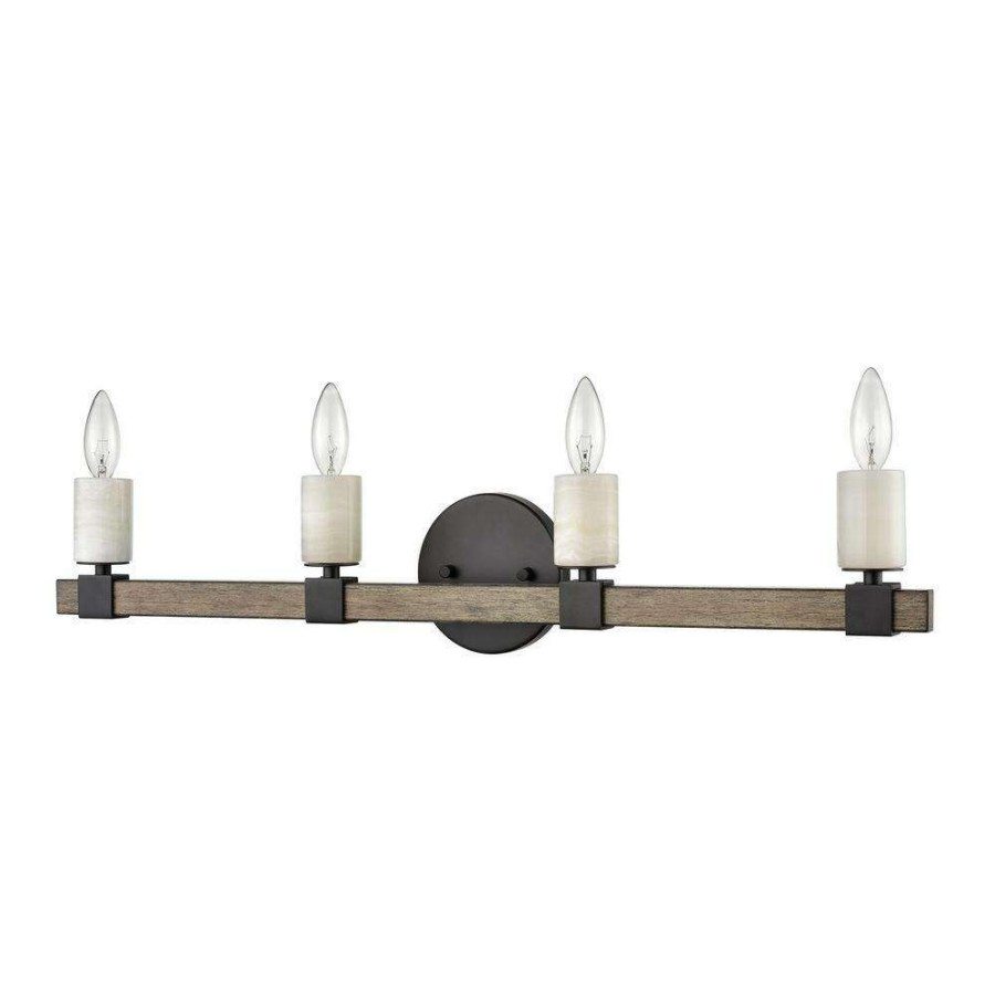 Vanity Lighting * | Stone Manor 30 In. 4-Light Matte Black Vanity Light By Titan Lighting