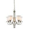 Chandeliers * | Brighton 5-Light Brushed Nickel Chandelier With White Glass Shades By Titan Lighting