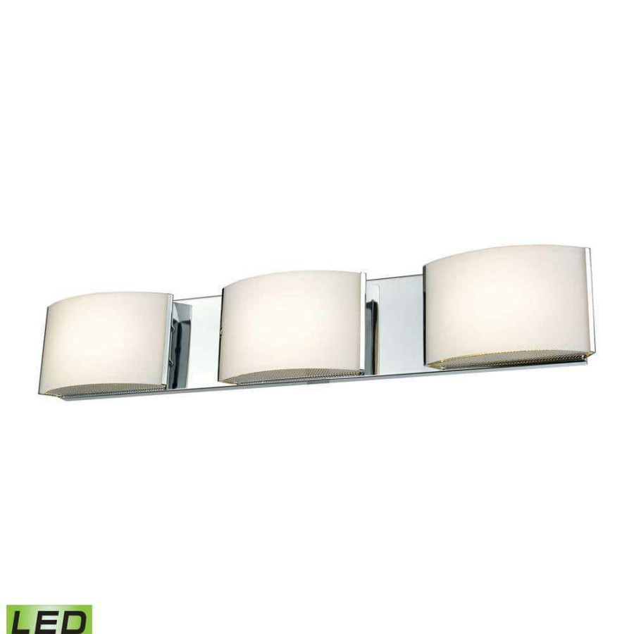 Vanity Lighting * | Pandora 3-Light Chrome And Opal Glass Led Vanity Light By Titan Lighting