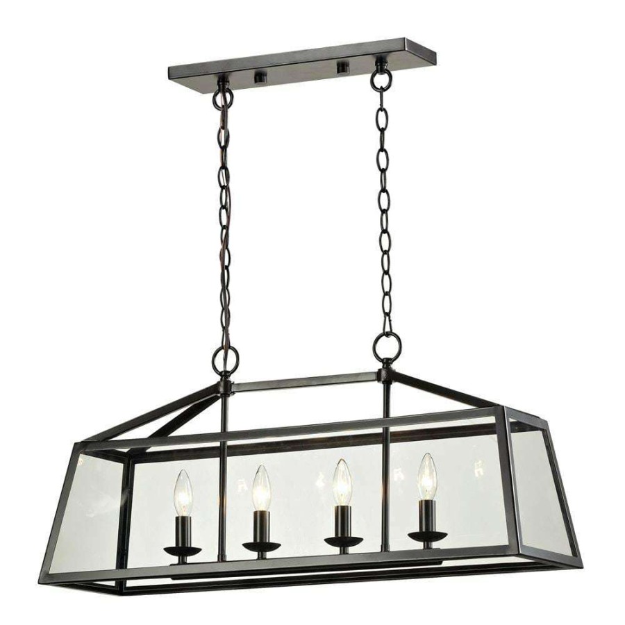 Pendant Lights * | Haxby Collection 4-Light Oil-Rubbed Bronze Pendant By Titan Lighting