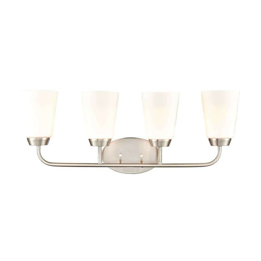 Vanity Lighting * | 28 In. 4 Light Brushed Nickel Vanity Light By Titan Lighting