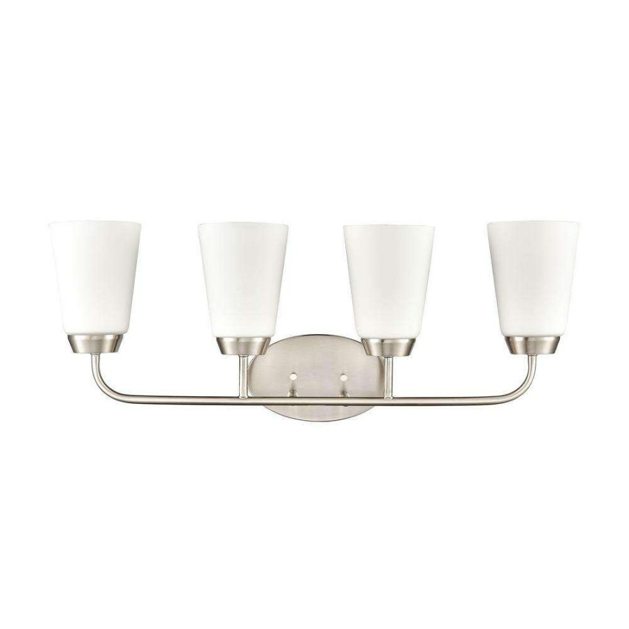 Vanity Lighting * | 28 In. 4 Light Brushed Nickel Vanity Light By Titan Lighting