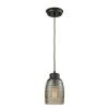 Pendant Lights * | Muncie 1-Light Oil Rubbed Bronze With Champagne Plated Spun Glass Pendant By Titan Lighting