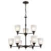 Chandeliers * | 9-Light Oil Rubbed Bronze Tiered Chandelier With Glass Shades By Titan Lighting