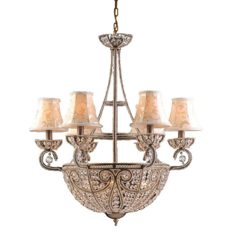 Pendant Lights * | Elizabethan 1-Light Patterned Beige Fabric Mini Shade By Titan Lighting