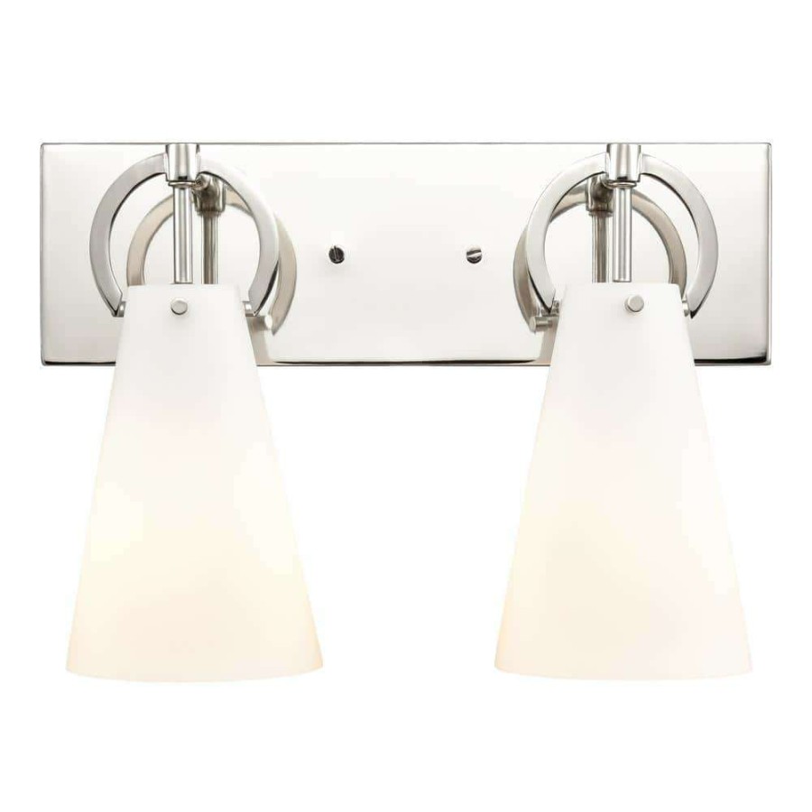 Vanity Lighting * | Gabby 15 In. 2-Light Polished Nickel Vanity Light By Titan Lighting