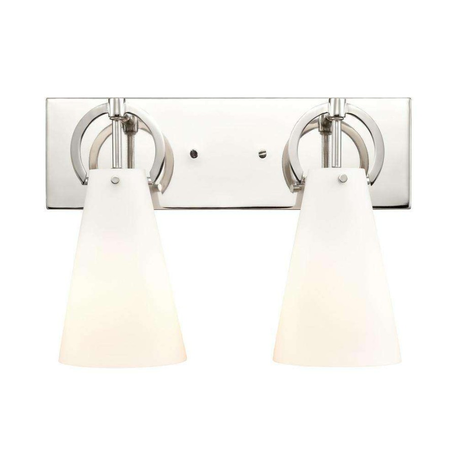 Vanity Lighting * | Gabby 15 In. 2-Light Polished Nickel Vanity Light By Titan Lighting