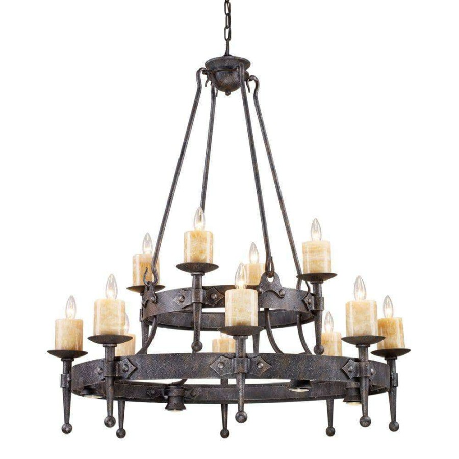 Chandeliers * | Cambridge 12-Light Moonlit Rust Ceiling Mount Chandelier By Titan Lighting