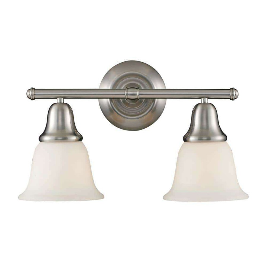 Vanity Lighting * | Berwick 2-Light Brushed Nickel Wall Mount Bath Bar Light By Titan Lighting