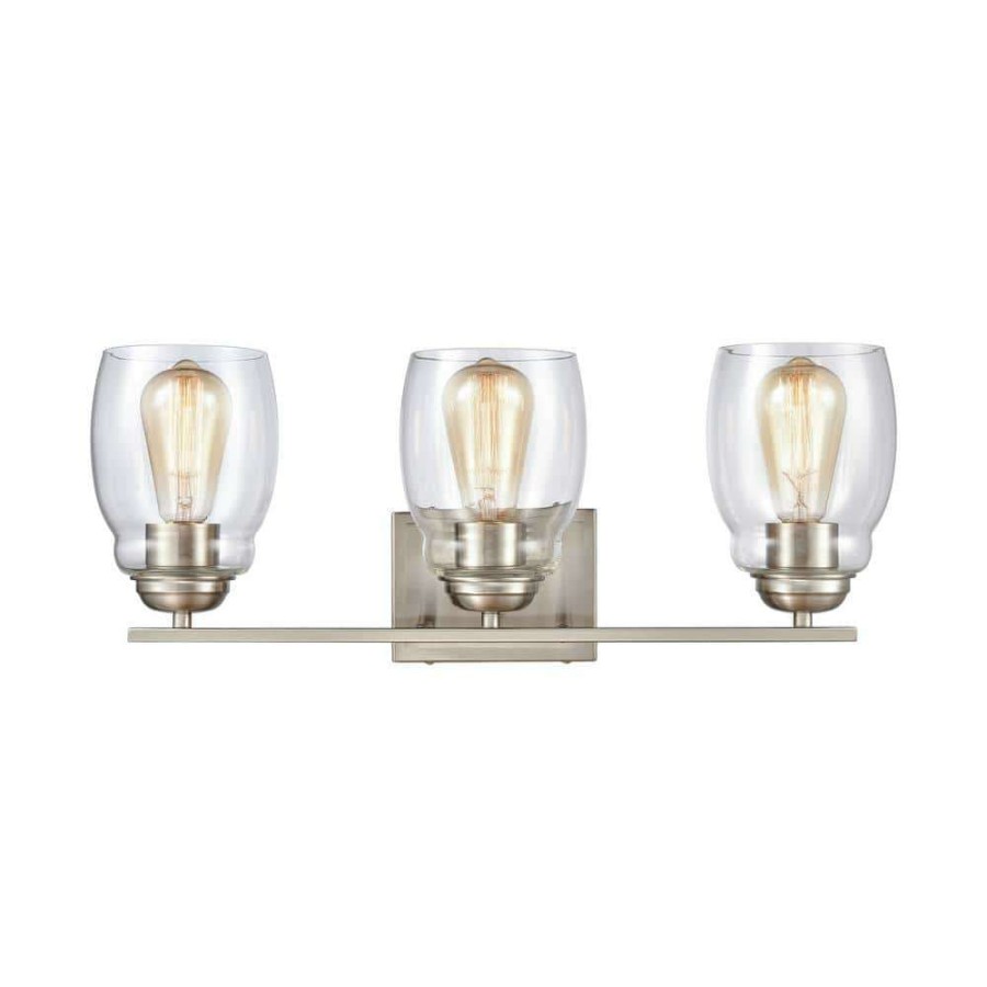 Vanity Lighting * | 22 In. 3 Light Brushed Nickel Vanity Light By Titan Lighting