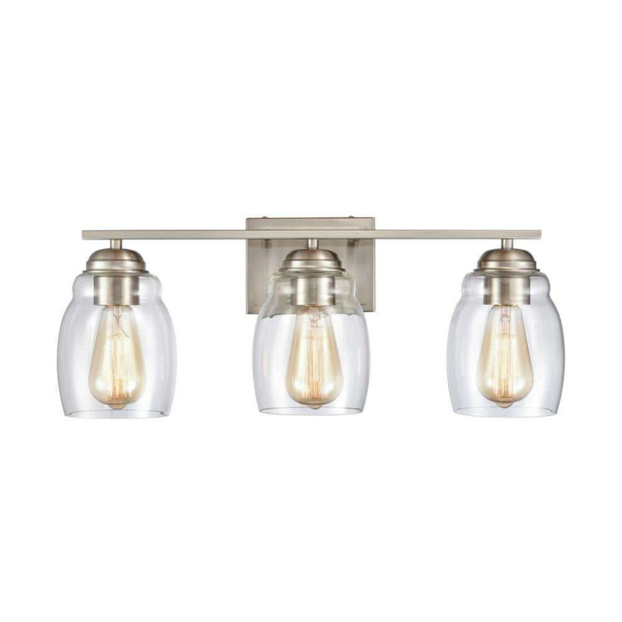 Vanity Lighting * | 22 In. 3 Light Brushed Nickel Vanity Light By Titan Lighting