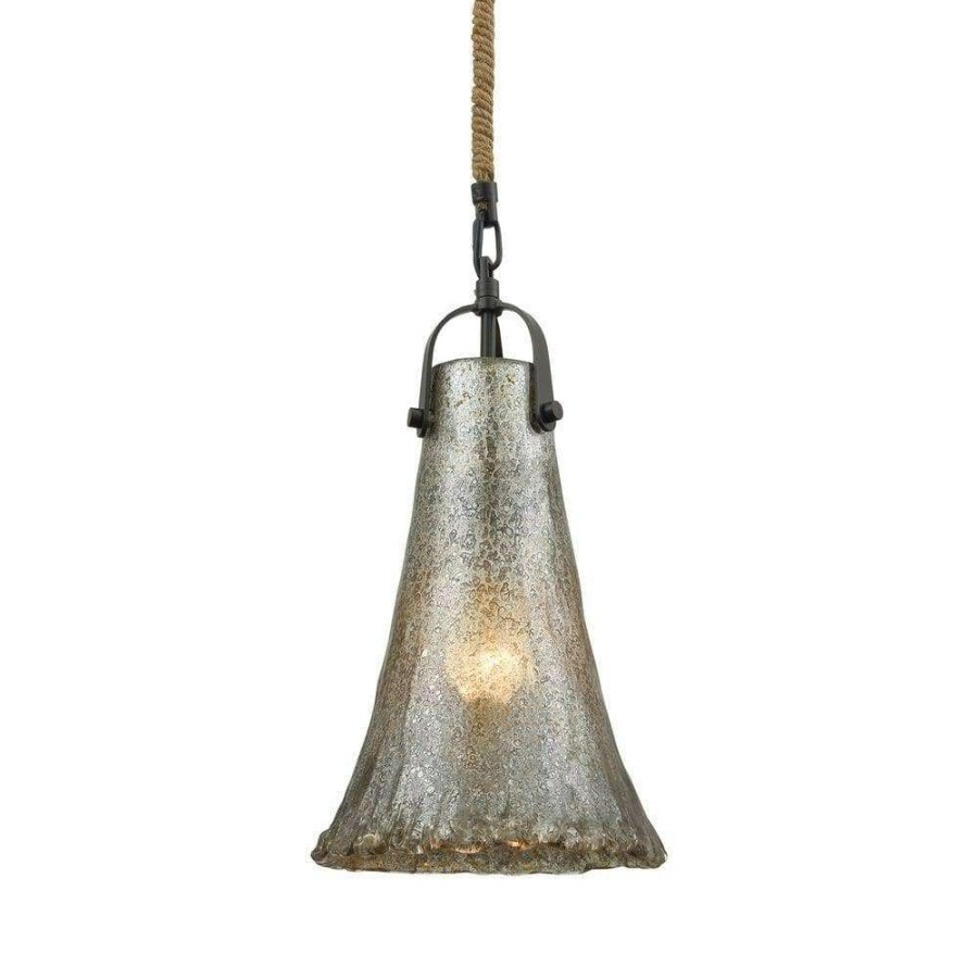 Pendant Lights * | Hand Formed Glass 1-Light Oil Rubbed Bronze Pendant By Titan Lighting