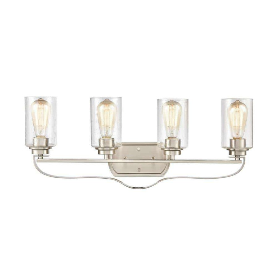 Vanity Lighting * | 28 In. 4 Light Brushed Nickel Vanity Light By Titan Lighting