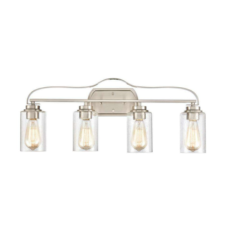 Vanity Lighting * | 28 In. 4 Light Brushed Nickel Vanity Light By Titan Lighting