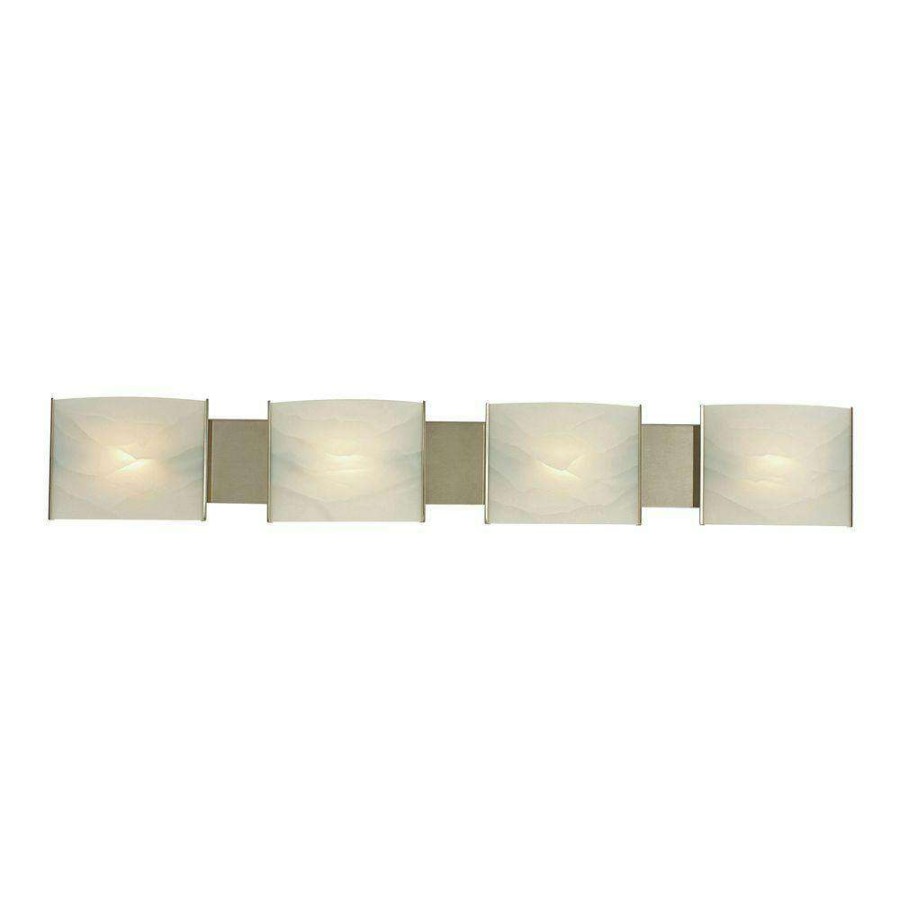 Vanity Lighting * | Pannelli 4-Light Stainless Steel And Hand-Moulded White Alabaster Glass Vanity Light By Titan Lighting