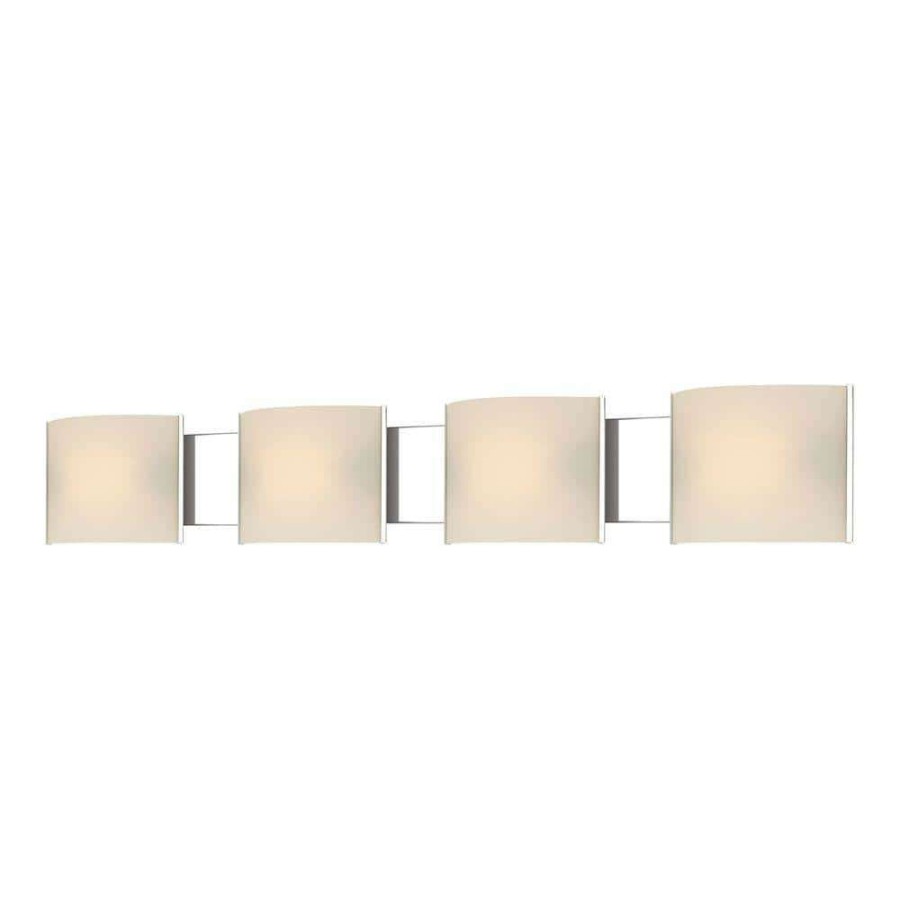 Vanity Lighting * | Pannelli 4-Light Chrome Vanity Light With Hand-Moulded White Opal Glass By Titan Lighting