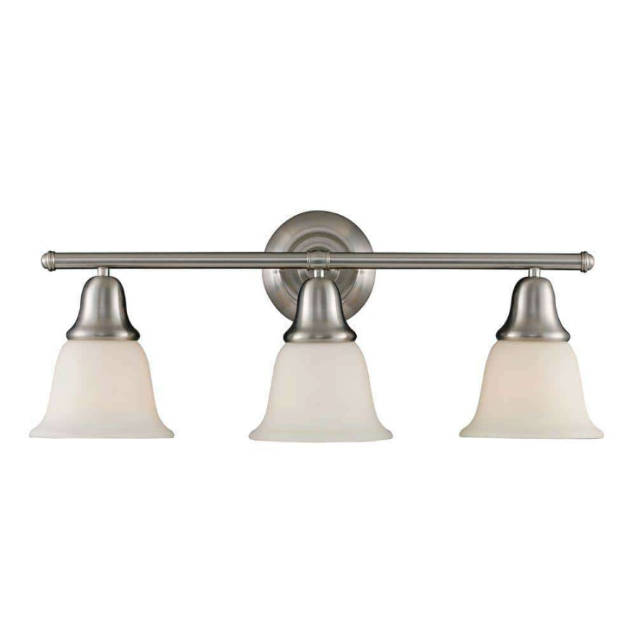 Vanity Lighting * | Berwick 3-Light Brushed Nickel Wall Mount Bath Bar Light By Titan Lighting