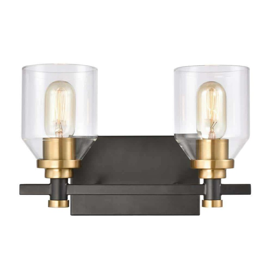 Vanity Lighting * | Cambria 13 In. 2-Light Matte Black Vanity Light By Titan Lighting