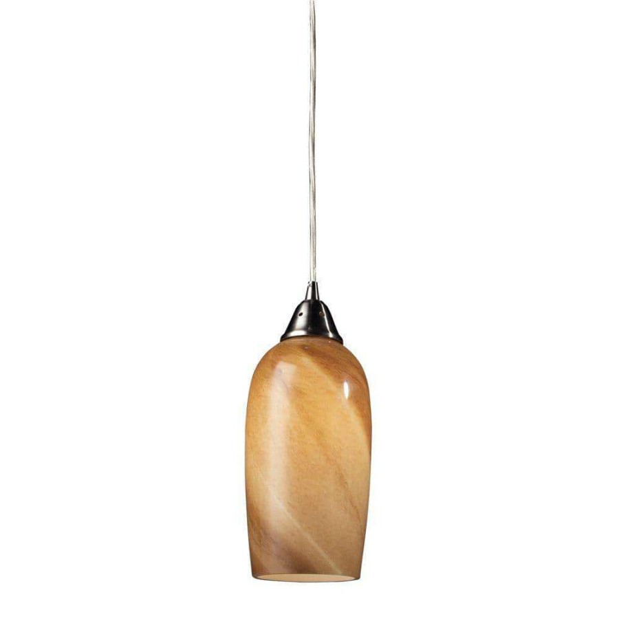 Pendant Lights * | Sandstone 1-Light Satin Nickel Ceiling Mount Pendant By Titan Lighting