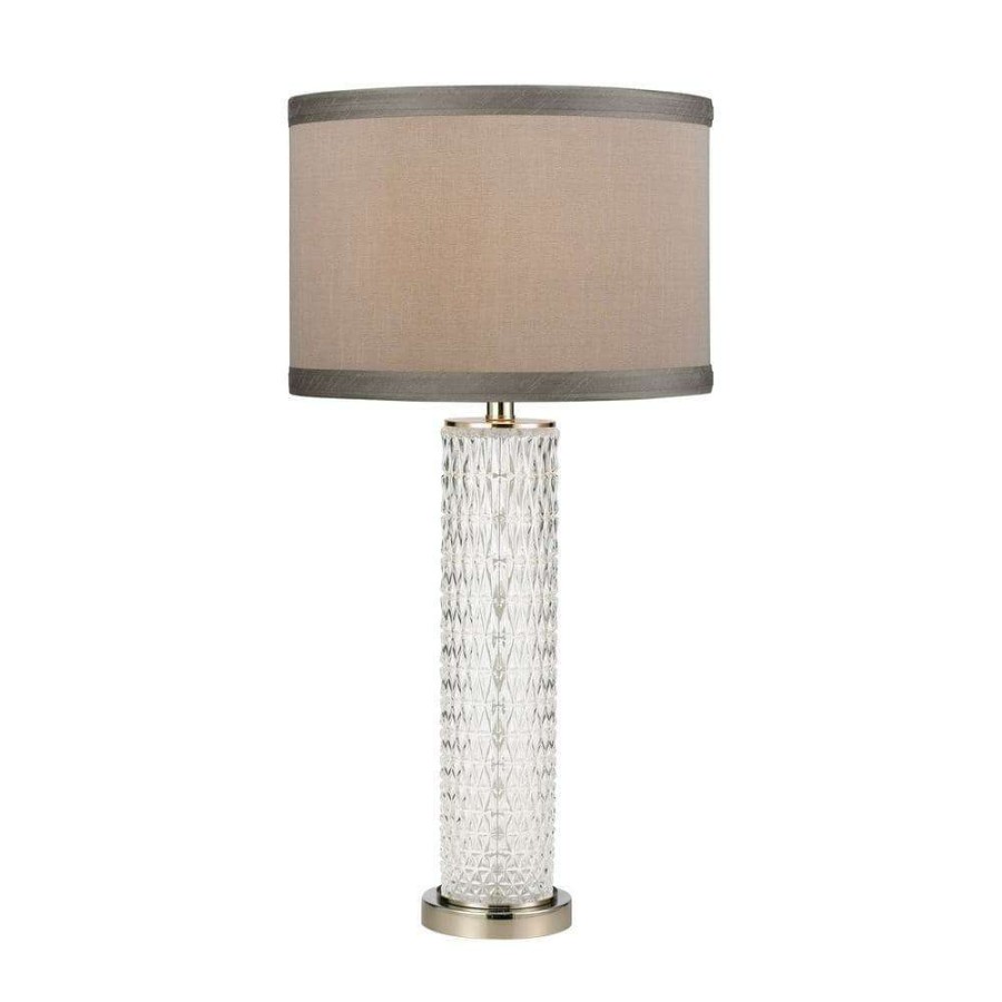 Lamps * | Chaufer Table Lamp In Polished Nickel And Clear By Titan Lighting