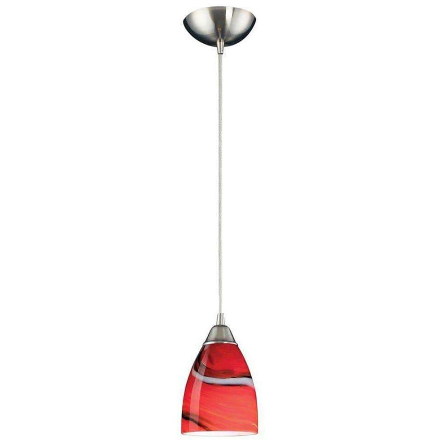 Pendant Lights * | Pierra 1-Light Satin Nickel Pendant With Candy Glass By Titan Lighting