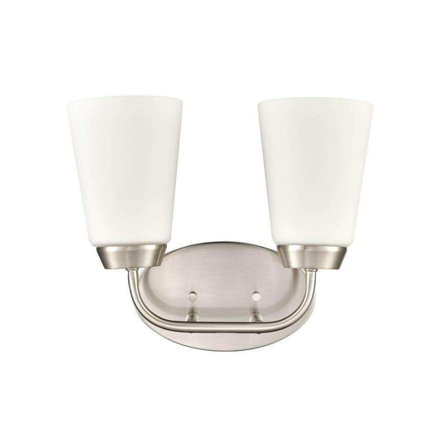 Vanity Lighting * | 12.5 In. 2 Light Brushed Nickel Vanity Light By Titan Lighting