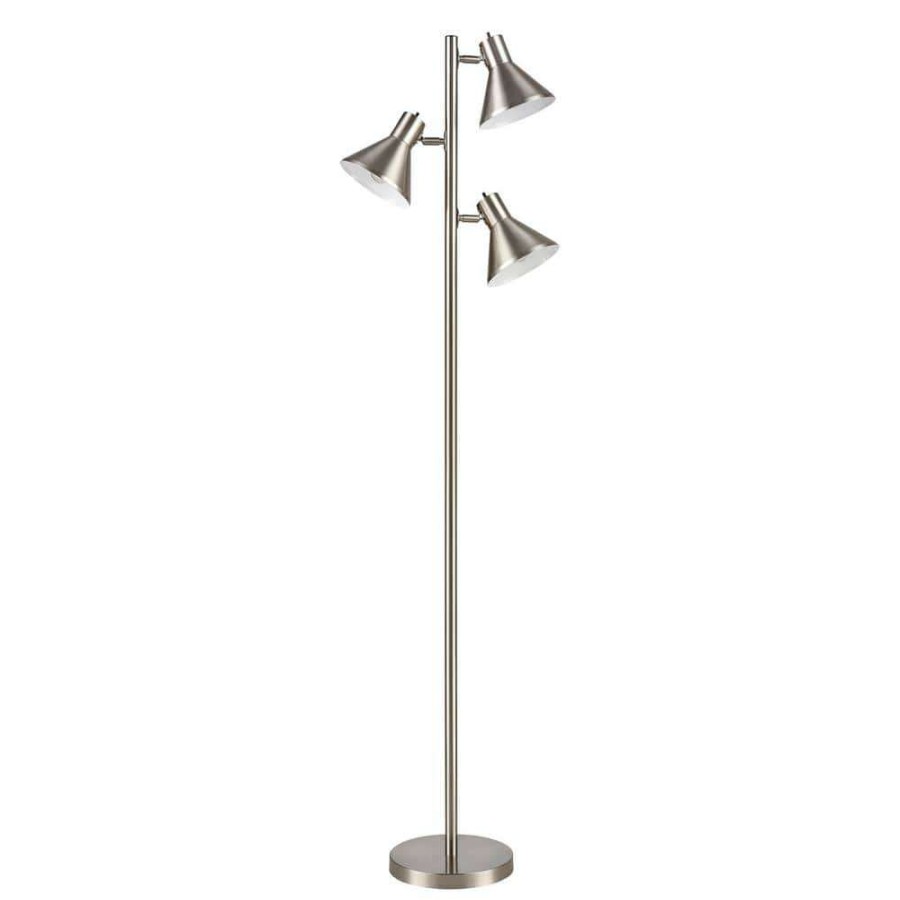 Lamps * | Loman 65 In. Satin Nickel Floor Lamp By Titan Lighting