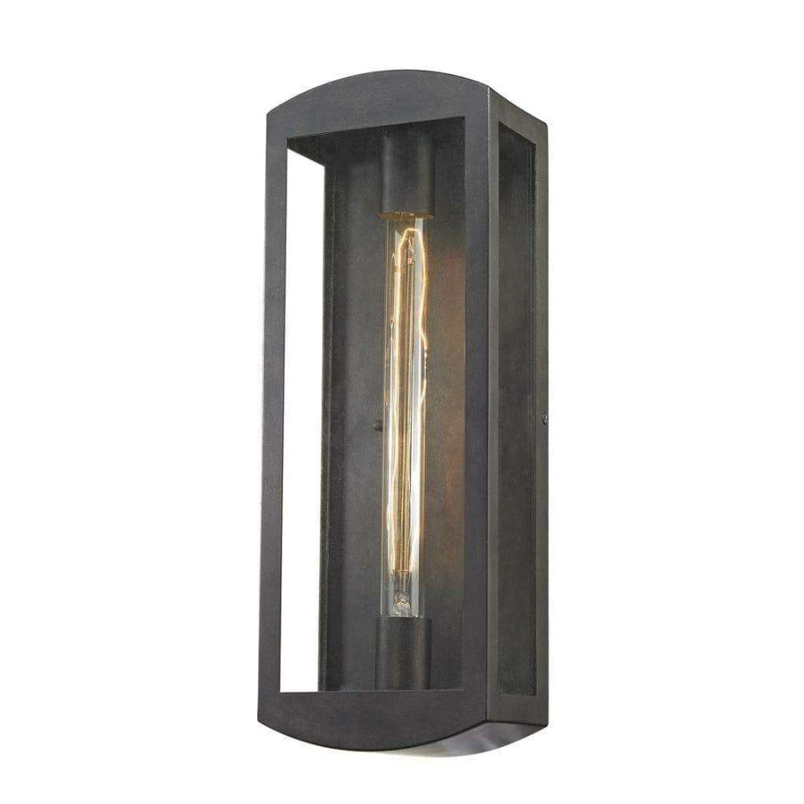 Outdoor Lighting * | Trenton 1-Light Blackened Bronze Outdoor Wall Sconce By Titan Lighting