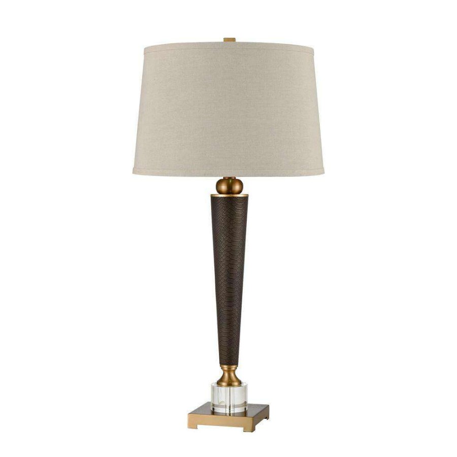 Lamps * | Ancrame 32 In. Chocolate Embossed Snake Table Lamp By Titan Lighting