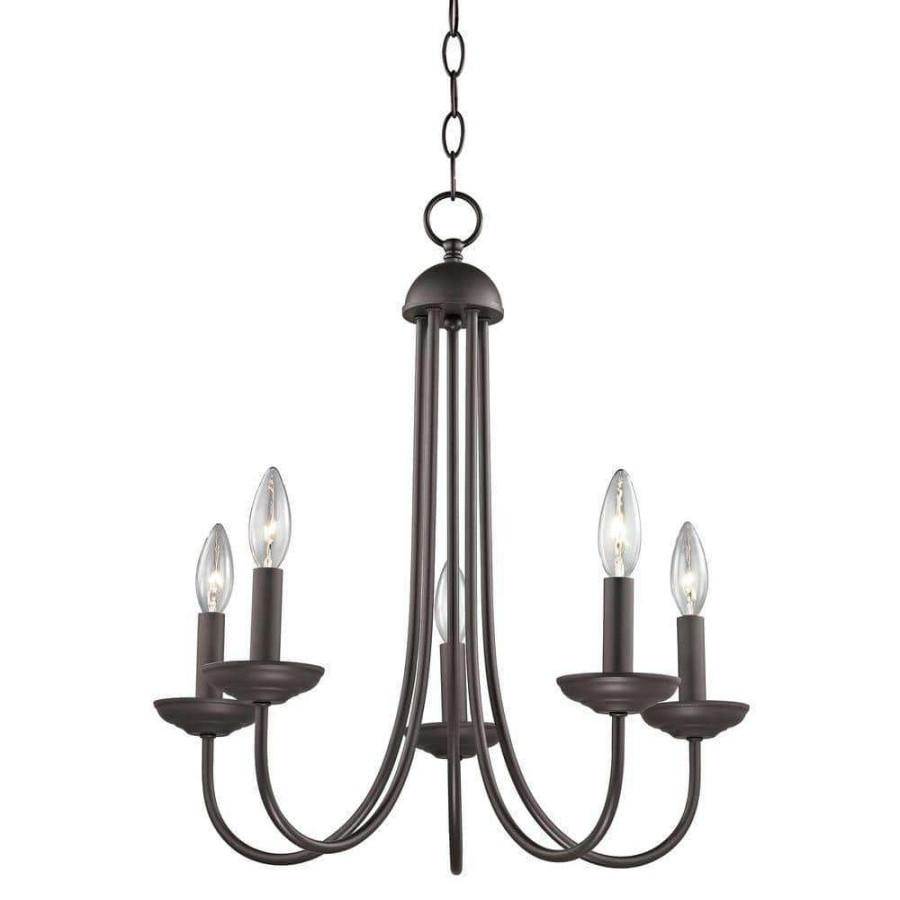 Chandeliers * | Williamsport 5-Light Oil-Rubbed Bronze Chandelier By Titan Lighting