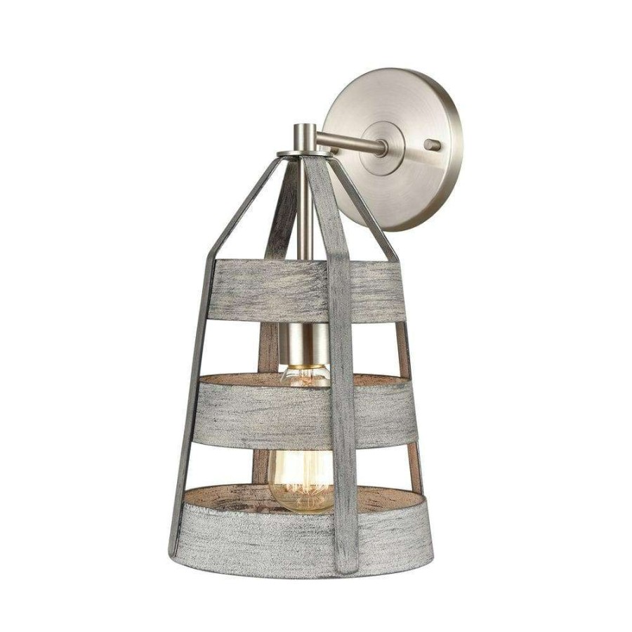 Wall Sconces * | Brigantine 1-Light Weathered Driftwood Wall Sconce By Titan Lighting