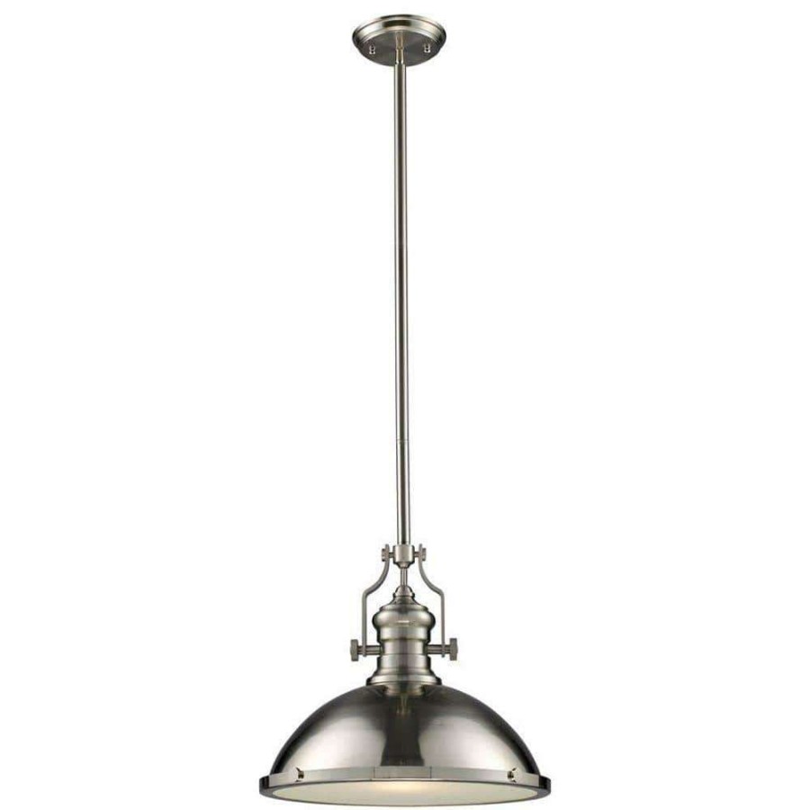 Pendant Lights * | Chadwick 1-Light Satin Nickel Ceiling Mount Pendant By Titan Lighting