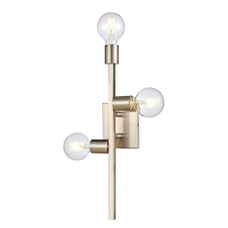 Wall Sconces * | Attune 3-Light Satin Nickel Wall Sconce By Titan Lighting