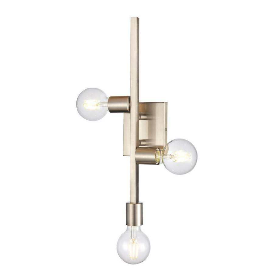 Wall Sconces * | Attune 3-Light Satin Nickel Wall Sconce By Titan Lighting