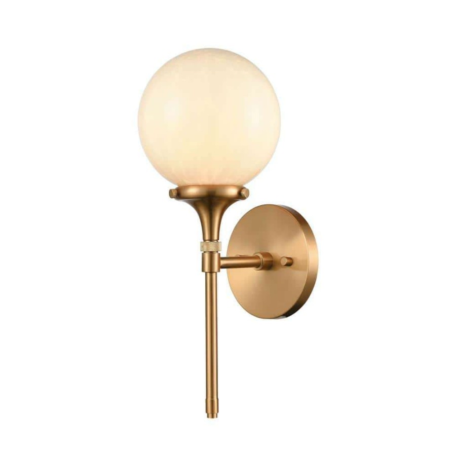 Wall Sconces * | Beverly Hills 1-Light Satin Brass Wall Sconce By Titan Lighting