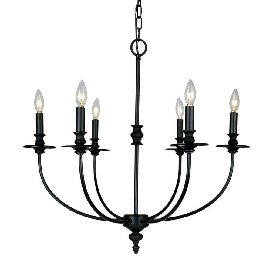 Chandeliers * | Hartford 6-Light Oil Rubbed Ceiling Mount Chandelier By Titan Lighting