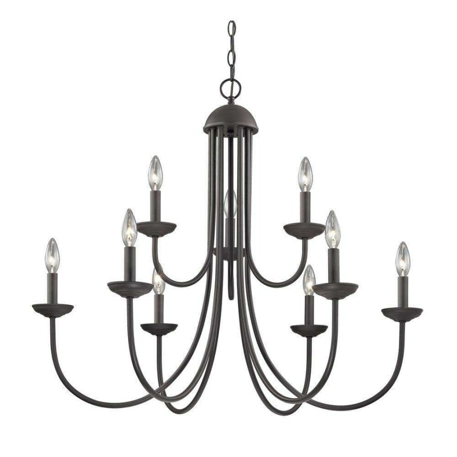 Chandeliers * | Williamsport 9-Light Oil-Rubbed Bronze Chandelier By Titan Lighting