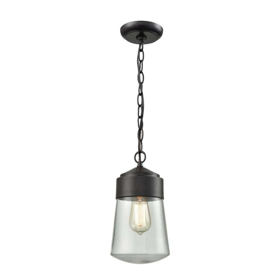 Outdoor Lighting * | Mullen Gate Oil Rubbed Bronze 1-Light Outdoor Hanging Pendant By Titan Lighting