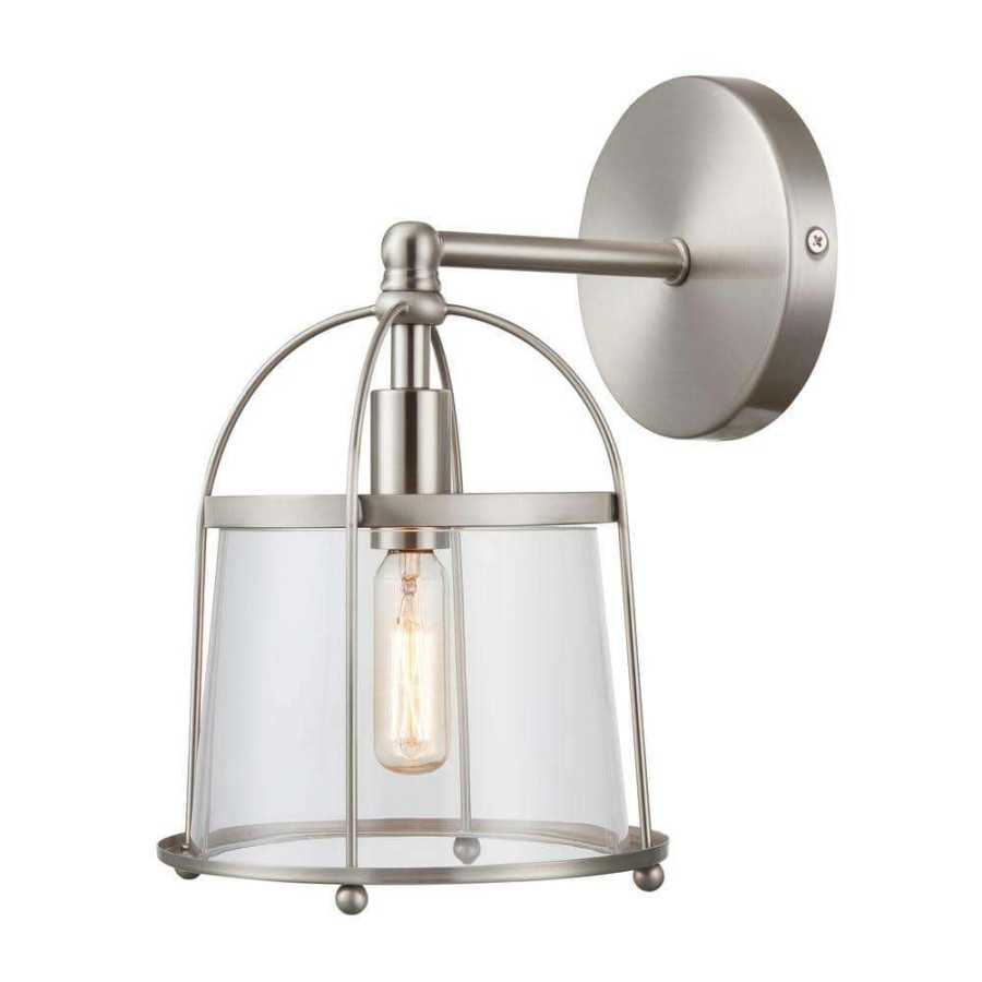 Vanity Lighting * | Merrick 7 In. 1-Light Satin Nickel Vanity Light By Titan Lighting