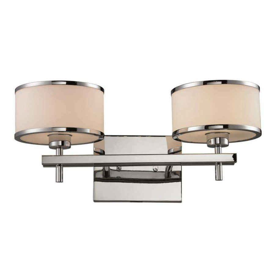 Vanity Lighting * | Utica 2-Light Polished Chrome Wall Mount Bath Bar Light By Titan Lighting