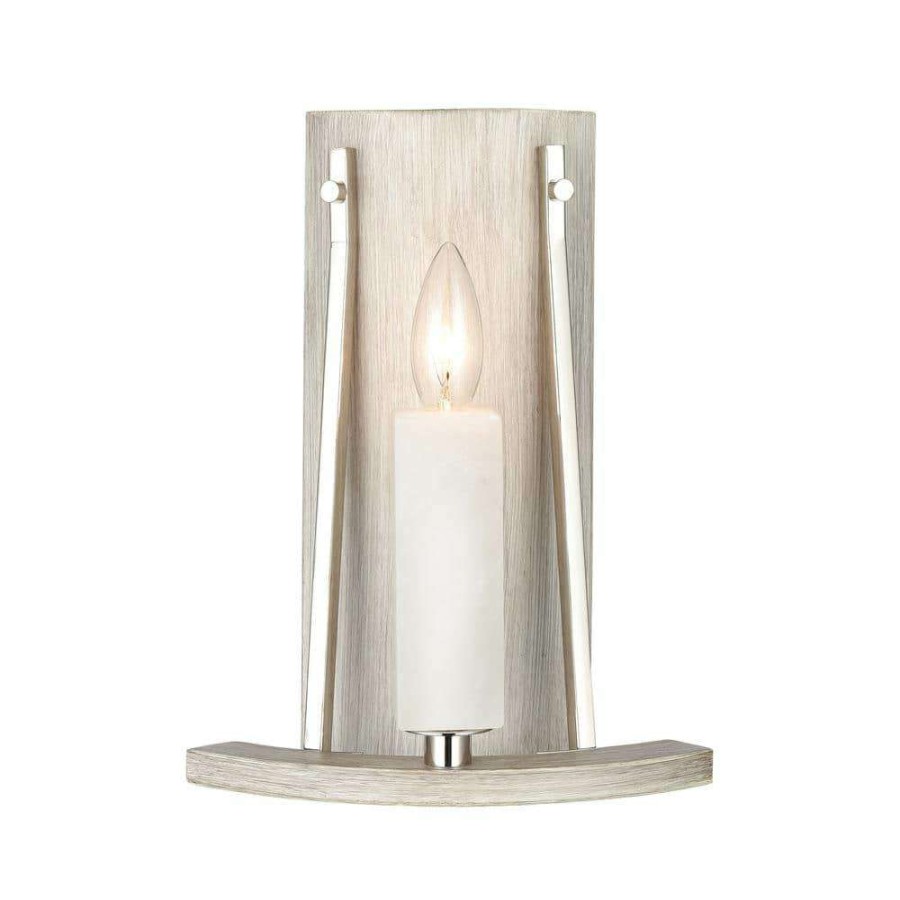 Wall Sconces * | White Stone 1-Light Polished Nickel Wall Sconce By Titan Lighting