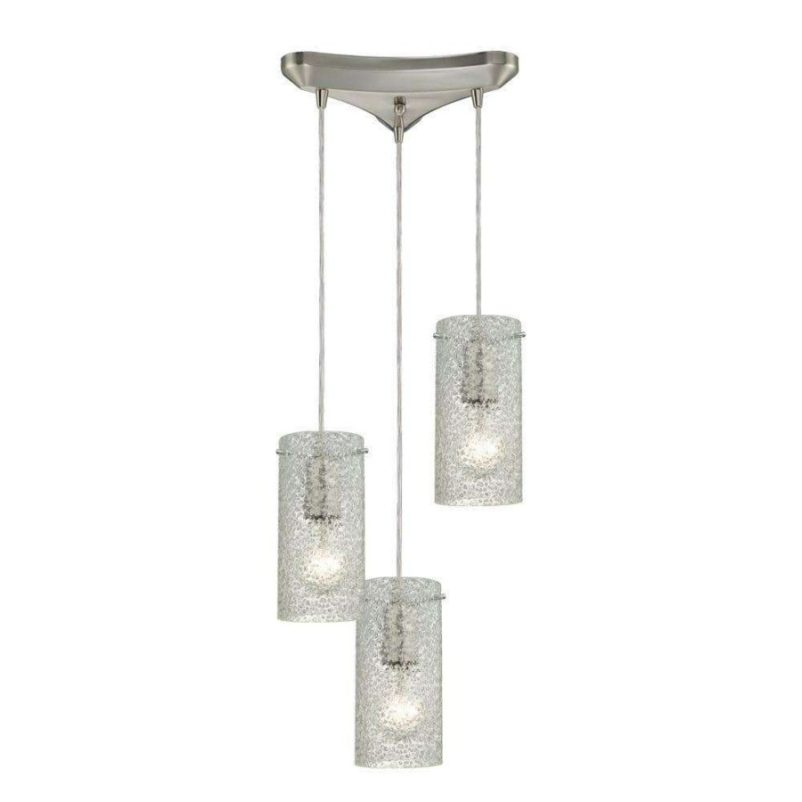 Pendant Lights * | Ice Fragments 3-Light Satin Nickel Pendant By Titan Lighting